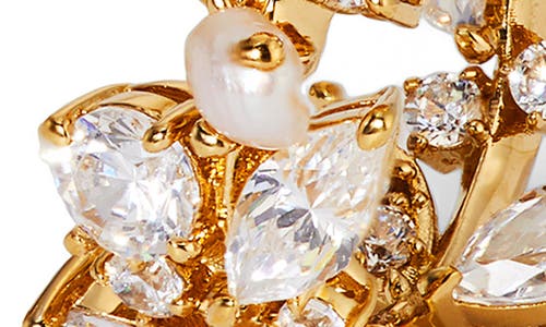 NADRI NADRI RAVISH CUBIC ZIRCONIA & CULTURED PEARL MINI HOOP EARRINGS