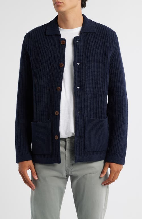 Alex Crane Kite Merino Wool Cardigan In Blue