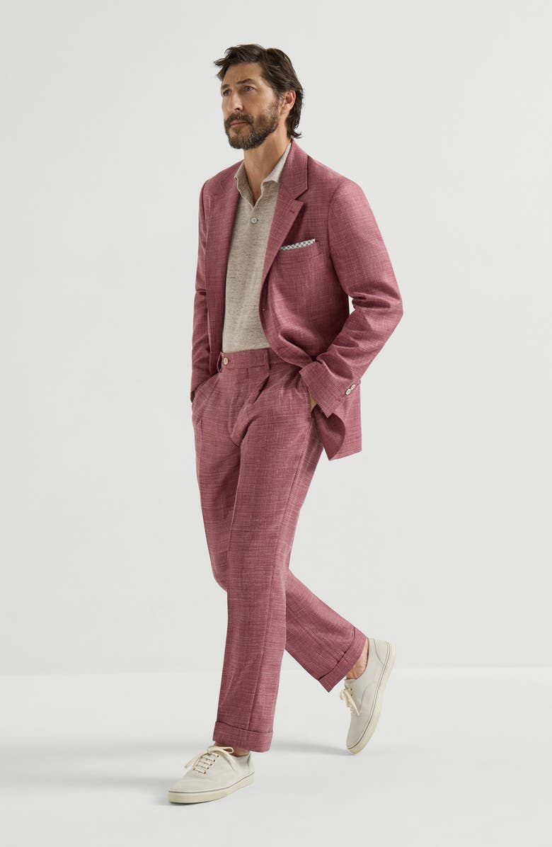 Brunello Cucinelli Hopsack trousers, Alternate, color, Coral