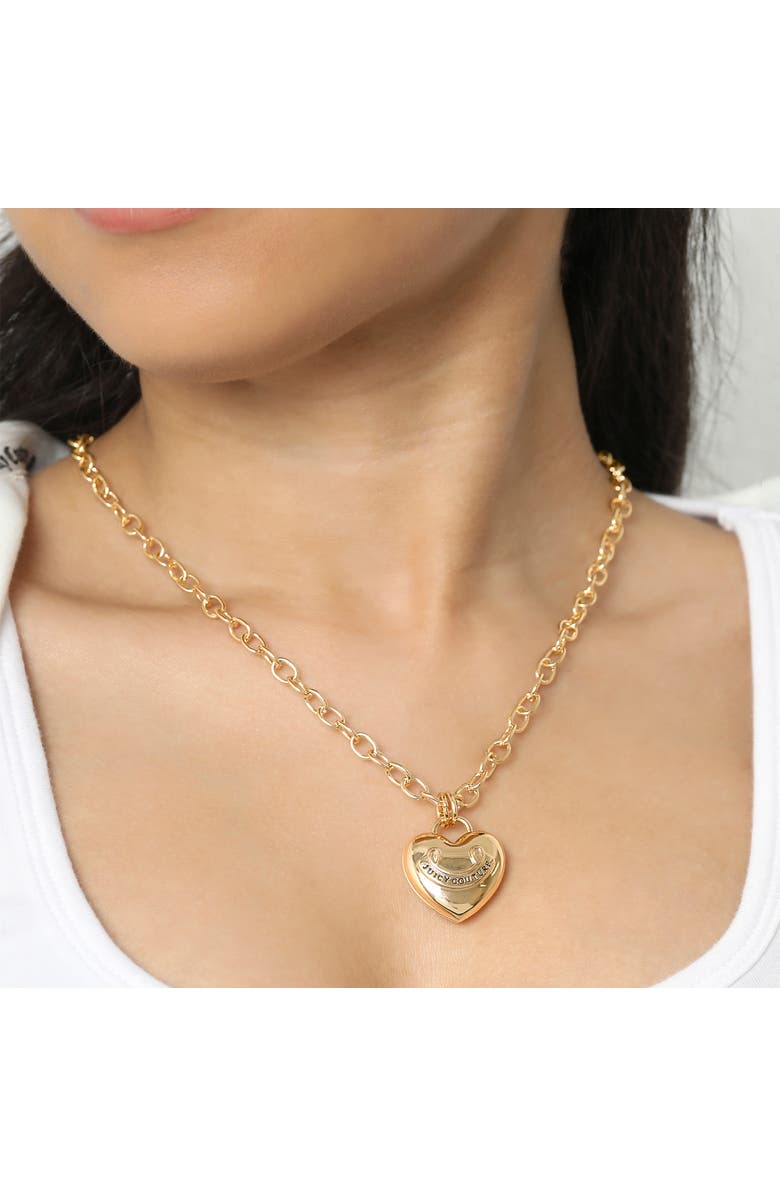 Juicy Couture Gold-Tone Heart Pendant Necklace, Alternate, color, Gold