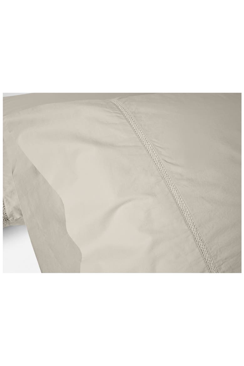 Lattice Organic Cotton Percale Sheet Set, Alternate, color, STONE