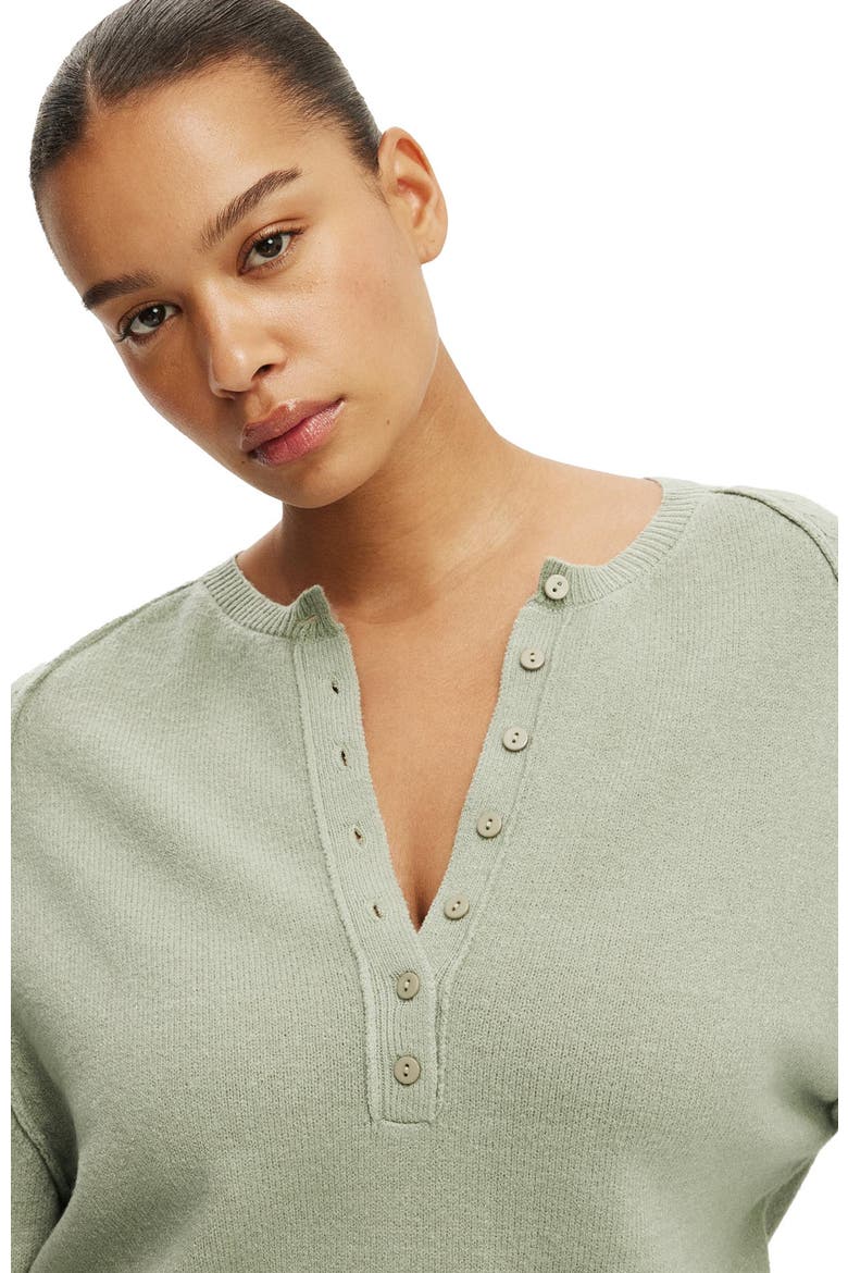 Women's Everfine Oversized Henley Knit, Alternate, color, Pale Eucalyptus