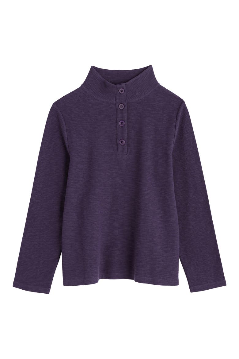 Last Boat Organic Cotton Half Placket Sweatshirt, Alternate, color, DARK VIOLET