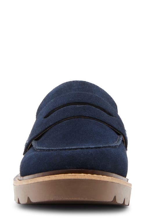 Blondo Waterproof Penny Loafer In Navy Suede