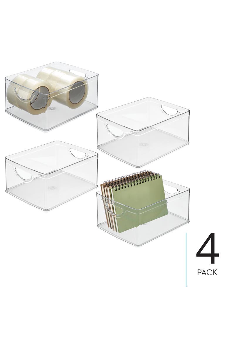 Pantry Organizer Bins with Handles - Storage Bins for Cabinets or Fridge - Set of 4 - Clear, Alternate, color, Clear