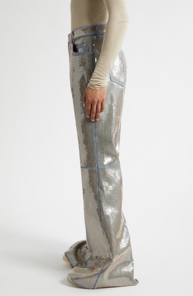 Rick Owens Temple Bolan Sequin Bootcut Jeans, Alternate, color, Blue/ Sand