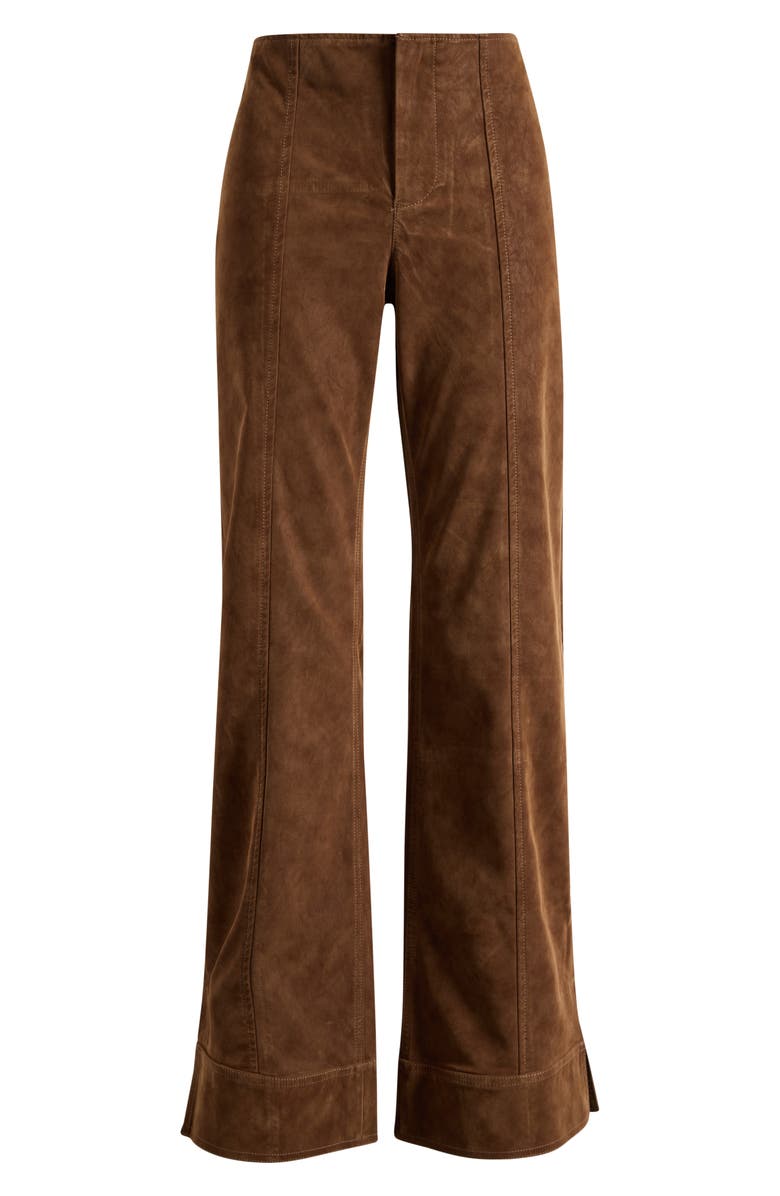 Free People Glow Up Faux Suede Pants, Alternate, color, Shaved Chocolate