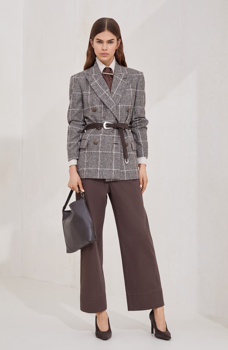 Brunello Cucinelli Prince of Wales blazer, Alternate, color, Brown