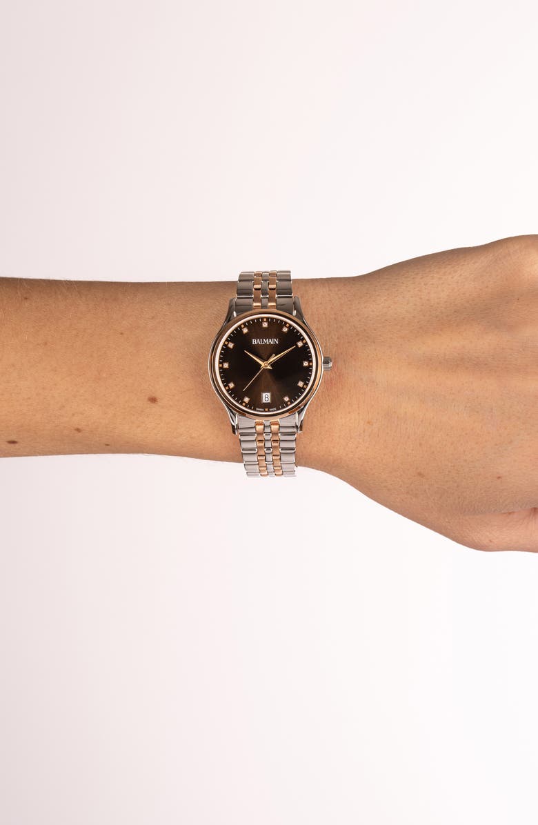 BALMAIN WATCHES Beleganza Diamond Bracelet Watch, 32mm, Alternate, color, Stainless Steel/Rose Gold