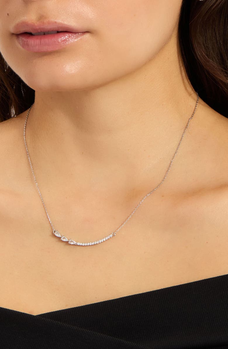 Adornia Set of 2 Crystal Curved Bar Necklaces, Alternate, color, Silver