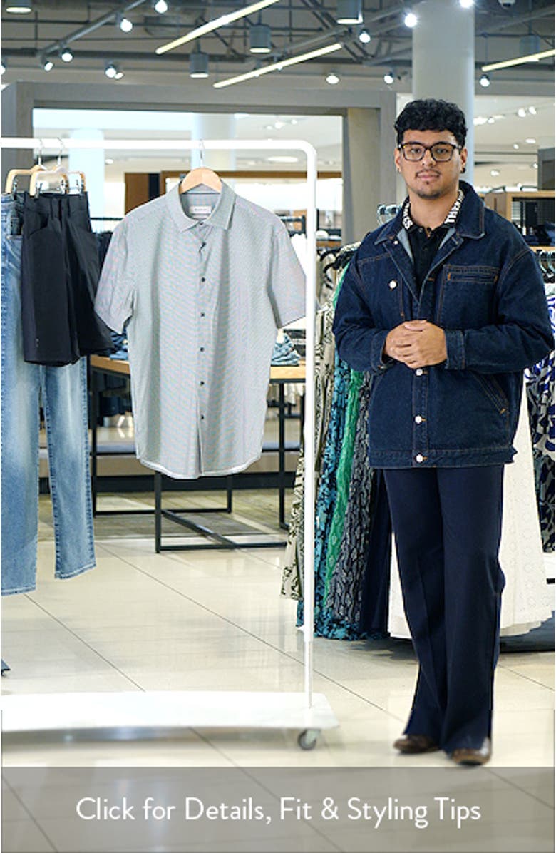 Miles OoohCotton<sup>®</sup> Geo Print Short Sleeve Button-Up Shirt, sales video thumbnail