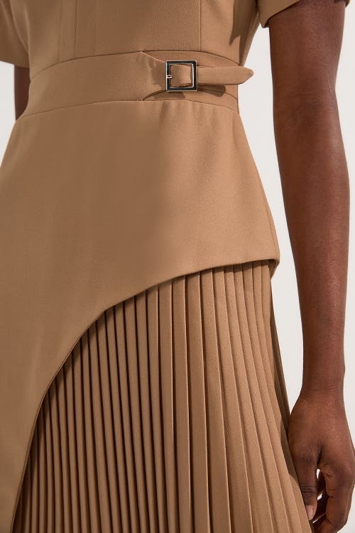 Karen Millen Military Pleat Mini Dress In Brown