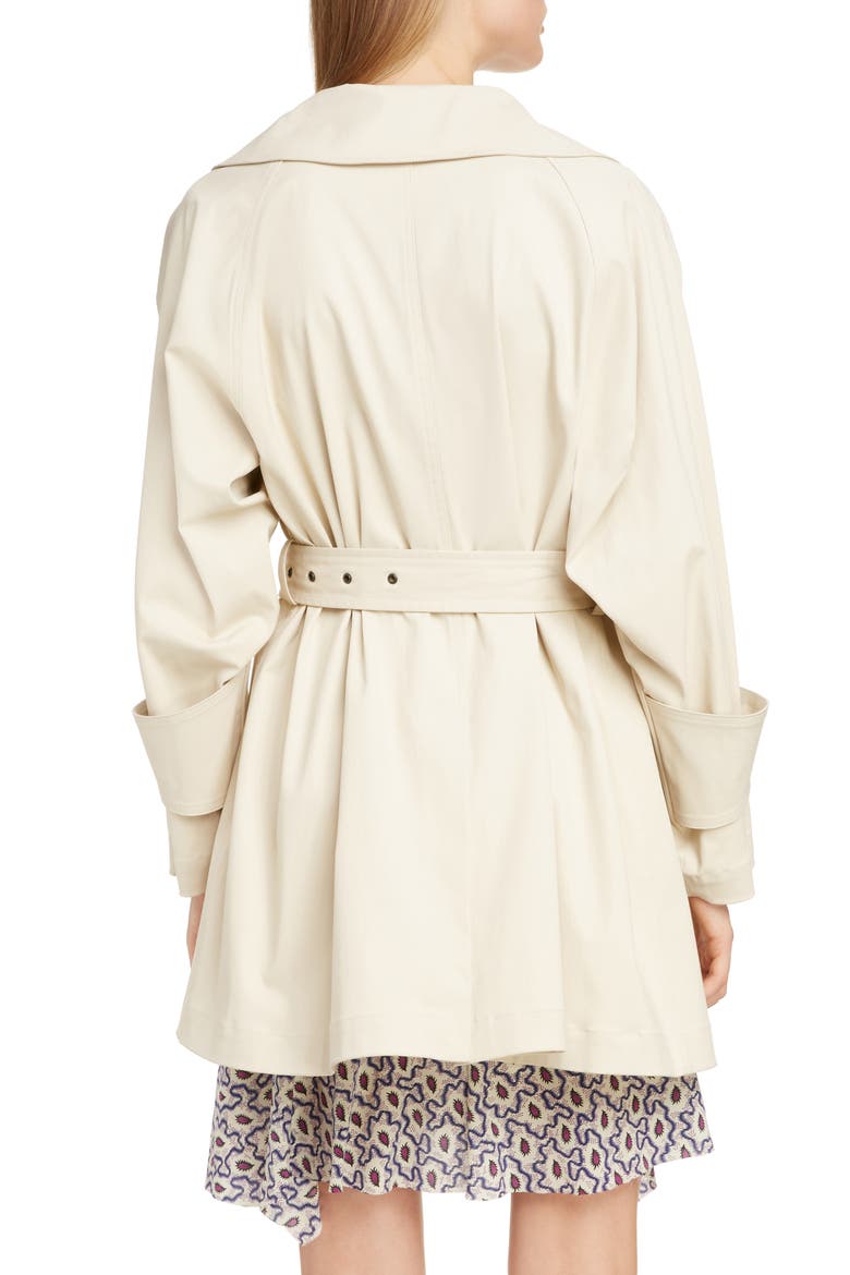 Coated Stretch Cotton Trench Coat, Alternate, color, ECRU