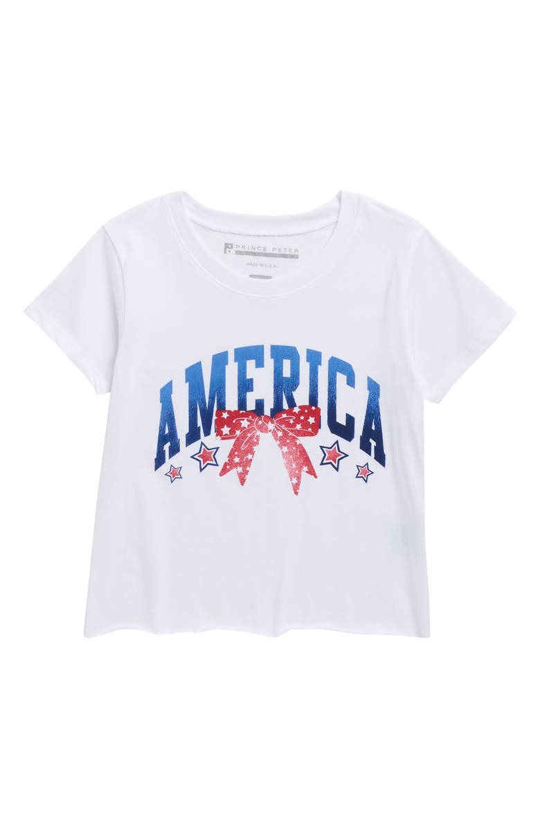 Prince Peter Kids' America Crop Graphic T-Shirt, Main, color, Off-White