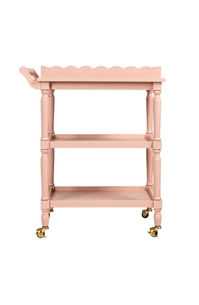 Storied Home 3-Tier Bar Cart on Casters with Removable Scalloped Tray, Alternate, color, 