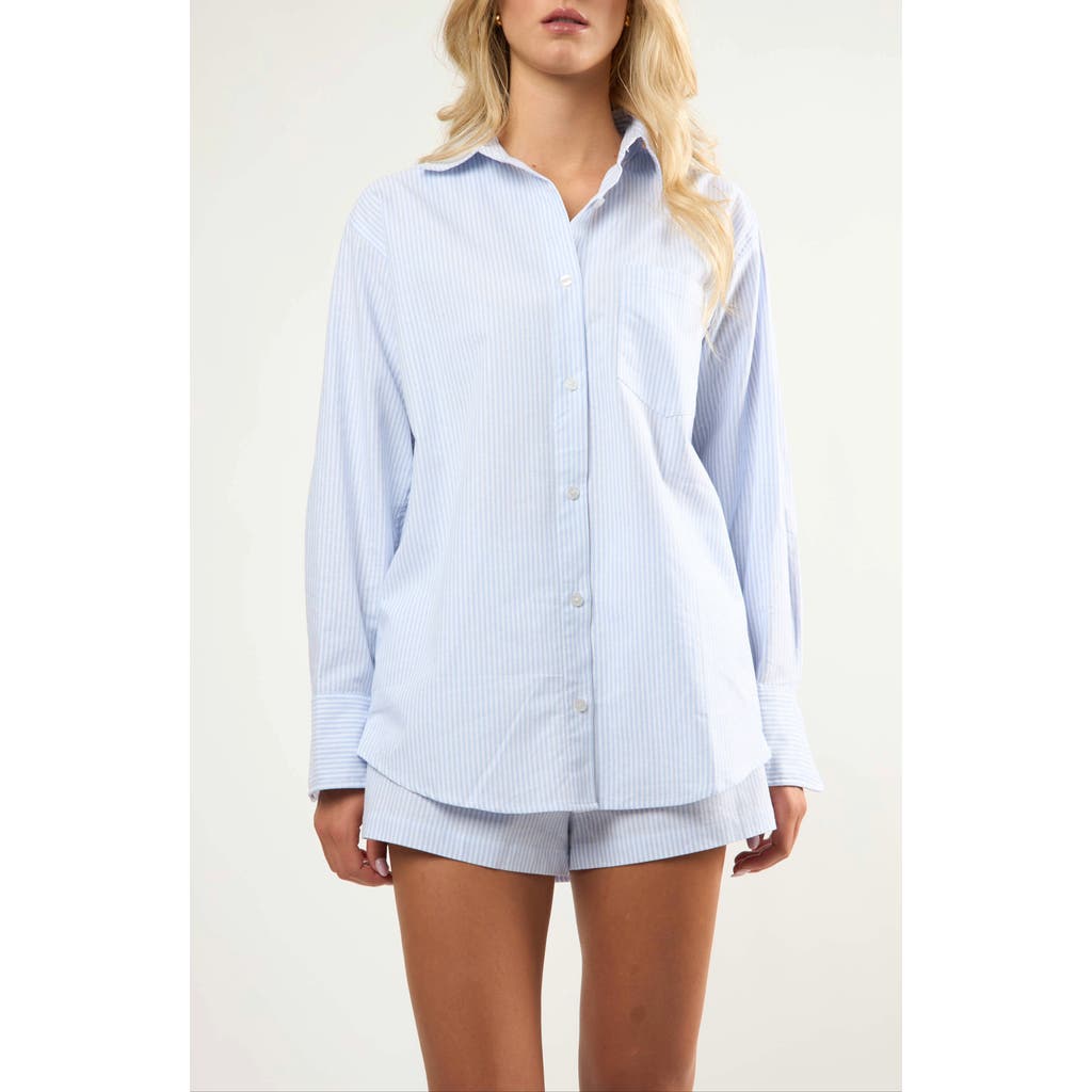 Viens Avec Moi The Hamptons Ocford Cotton Shirt In Blue