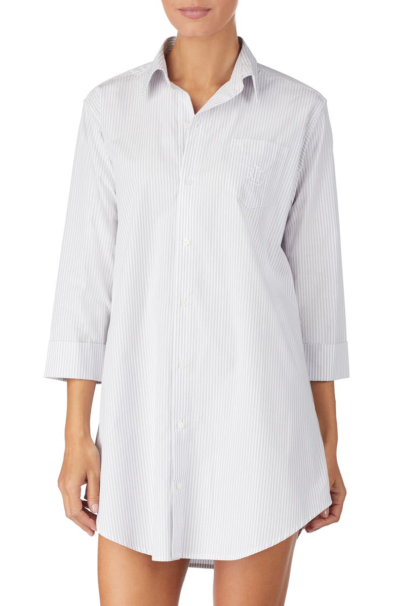 Lauren Ralph Lauren Cotton Poplin Sleep Shirt, Main, color,
