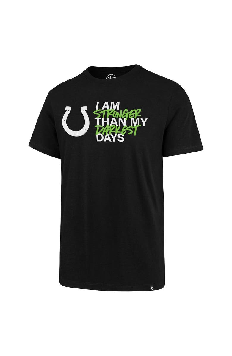 '47 I am Stronger Than My Darkest Days Kicking the Stigma T-Shirt Unisex '47 Black Indianapolis Colts, Alternate, color, Black