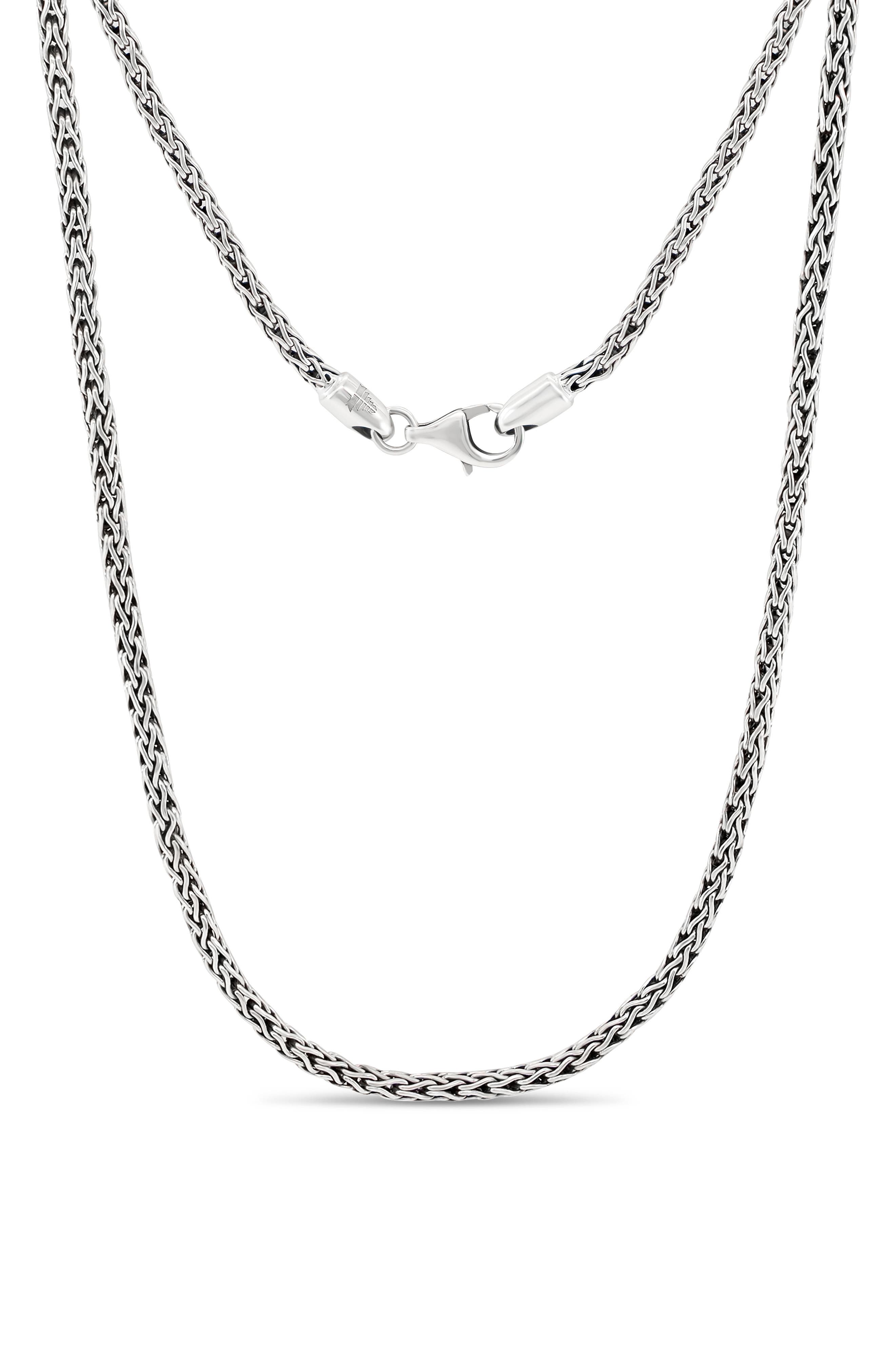 DEVATA Gender Inclusive Sterling Silver Dragon Bone Round 2.5mm Chain Necklace