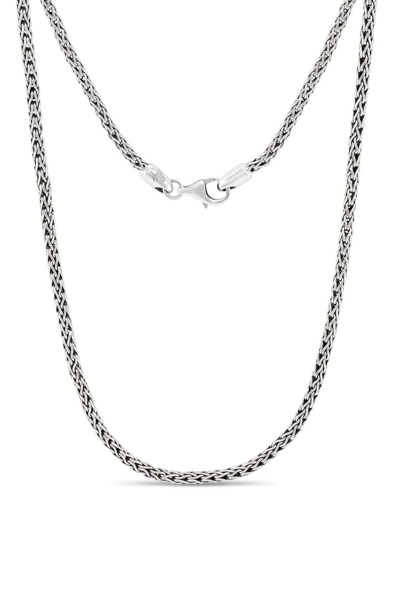 DEVATA Gender Inclusive Sterling Silver Dragon Bone Round 2.5mm Chain Necklace, Main, color, 
