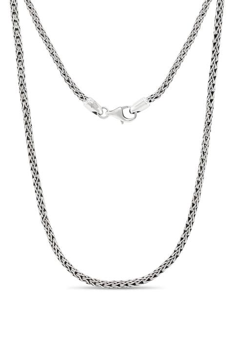 Gender Inclusive Sterling Silver Dragon Bone Round 2.5mm Chain Necklace