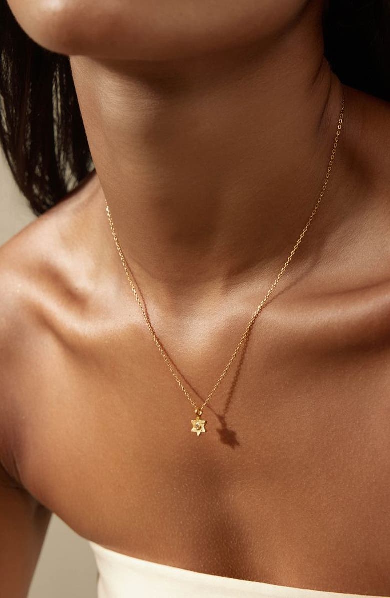 Satya Jewelry Guiding Faith White Topaz Star of David Necklace, Alternate, color, Gold