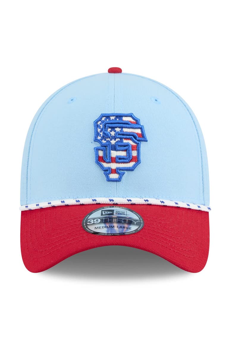 Men's New Era Light Blue/Red San Francisco Giants 2025 Fourth of July 39THIRTY Flex Hat, Alternate, color, Light Blue