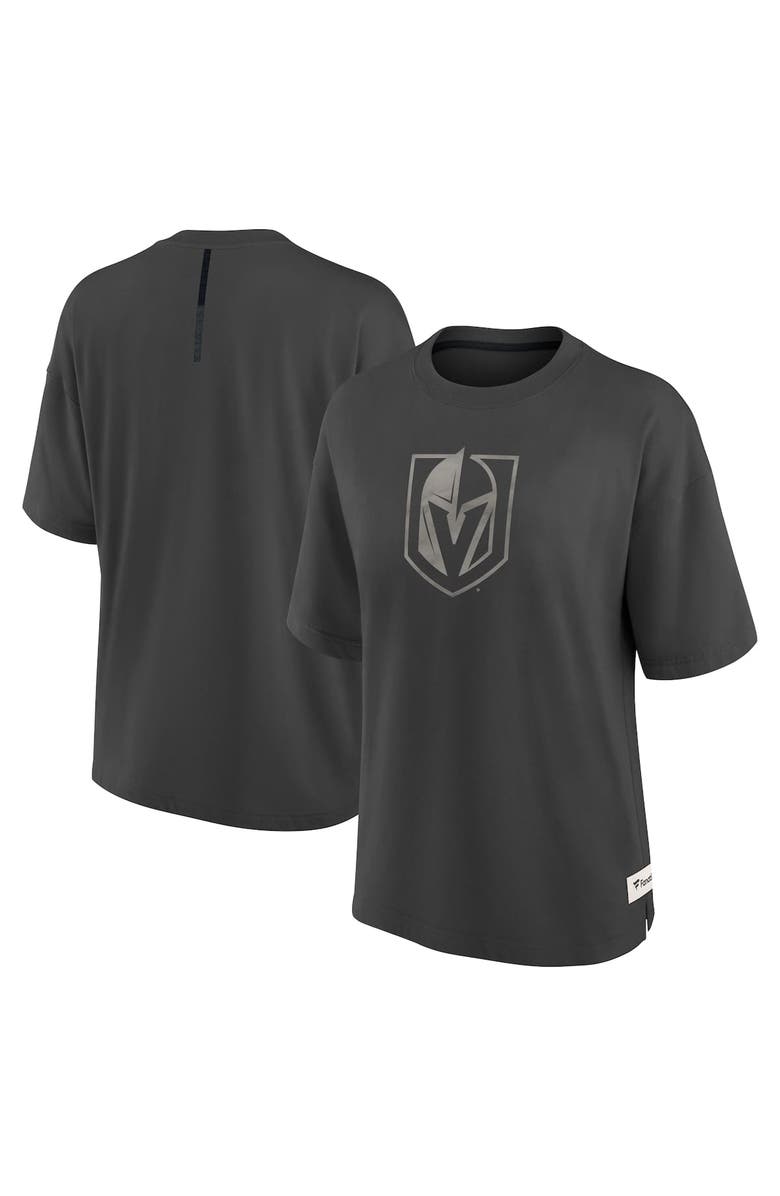 FANATICS Women's Fanatics Charcoal Vegas Golden Knights Oversized Elements Raw Edge Future Ground T-Shirt, Main, color, Charcoal