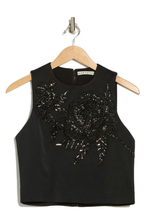 Alice And Olivia Amal Embellished Tank In Le Parisien Black/gunmetal