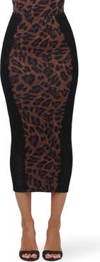 Naked Wardrobe Leopard Print High Waist Midi Skirt