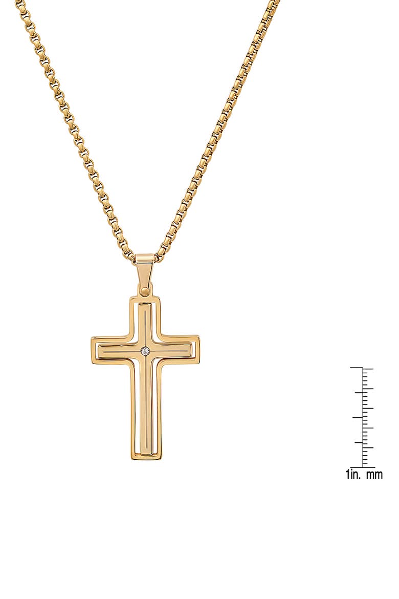 Men's Stainless Steel Crystal Cross Pendant Necklace, Alternate, color, GOLD