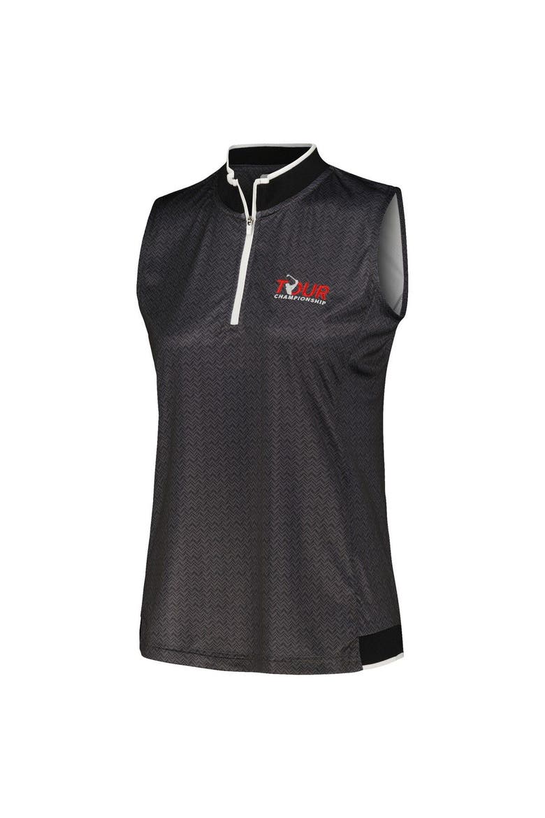 Women's FootJoy Black TOUR Championship ProDry Sleeveless Quarter-Zip Polo, Alternate, color, Black