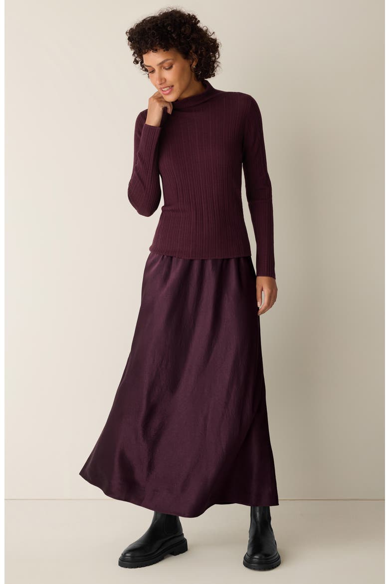 Rib Turtleneck Wool Sweater, Alternate, color, WINE