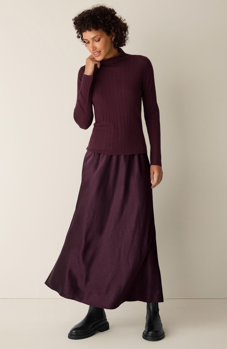 Eileen Fisher Rib Turtleneck Wool Sweater, Alternate, color, Wine