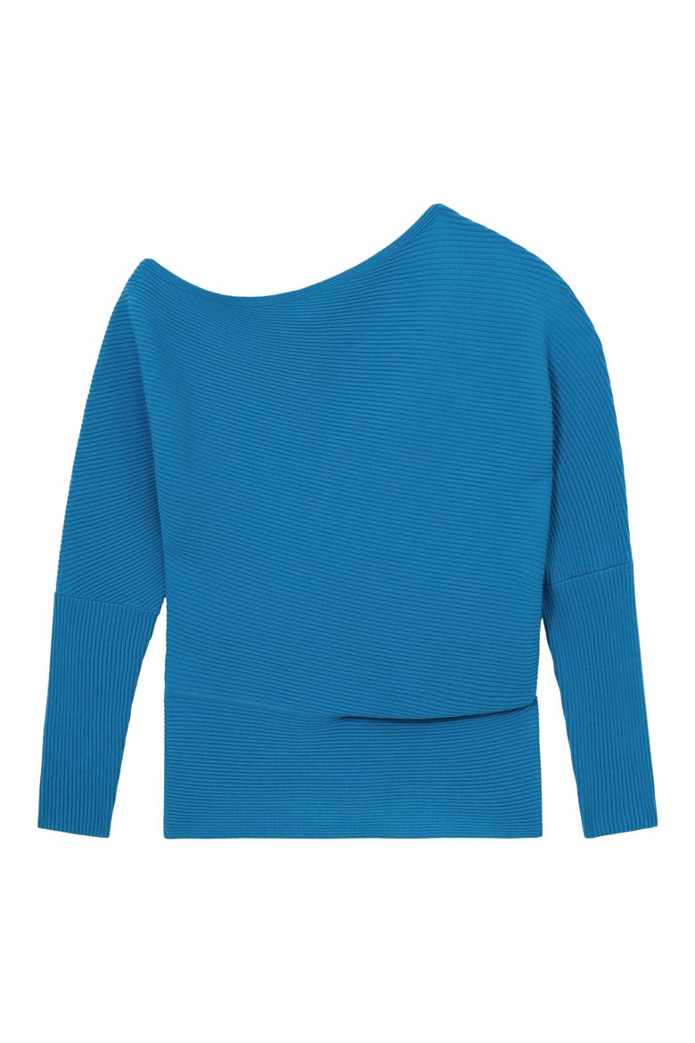 Lorna Off the Shoulder Rib Sweater, Alternate, color, BLUE