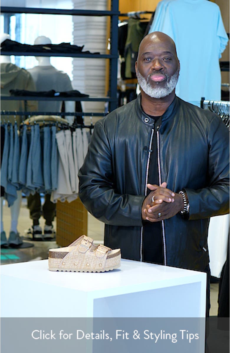 Pueblo Raffia Platform Slide Sandal, sales video thumbnail