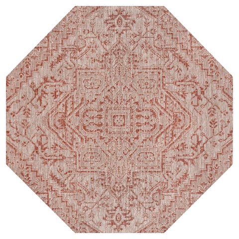 Estrella Bohemian Medallion Textured Weave Octagon Indoor/Outdoor Area Rug