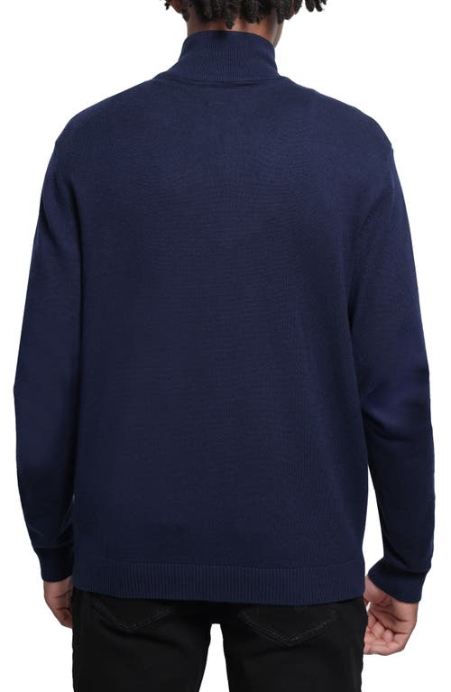 Spring + Mercer Mock Neck Full Zip Sweater In Navy