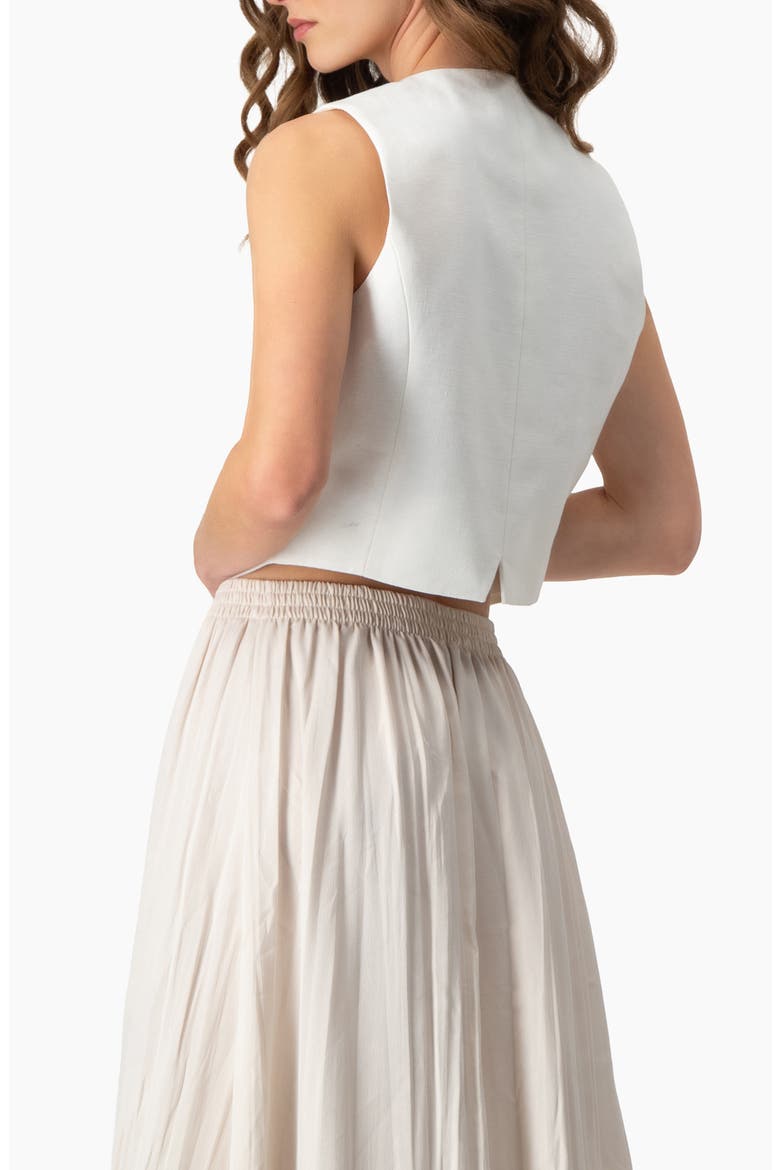 Short Vest with Simulated Pockets, Alternate, color, Ivory