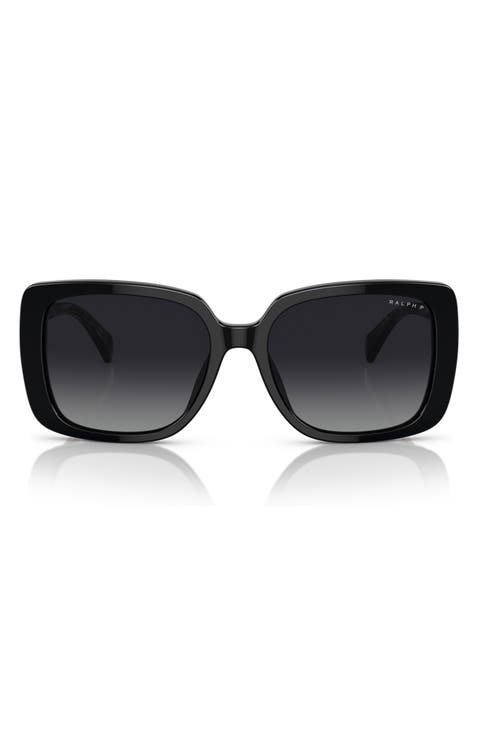 55mm Polarized Rectangle Sunglasses