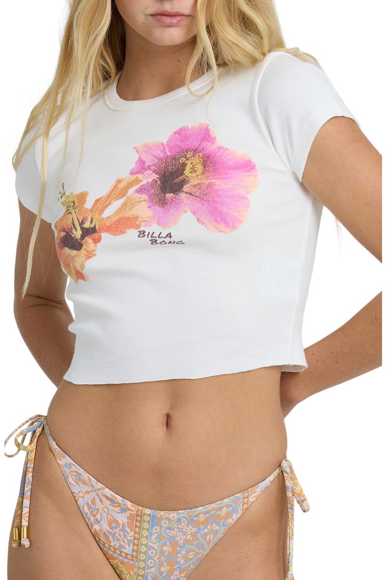 Cool Girls Only Floral Cotton Graphic Baby Tee, Main, color, SALT CRYSTAL