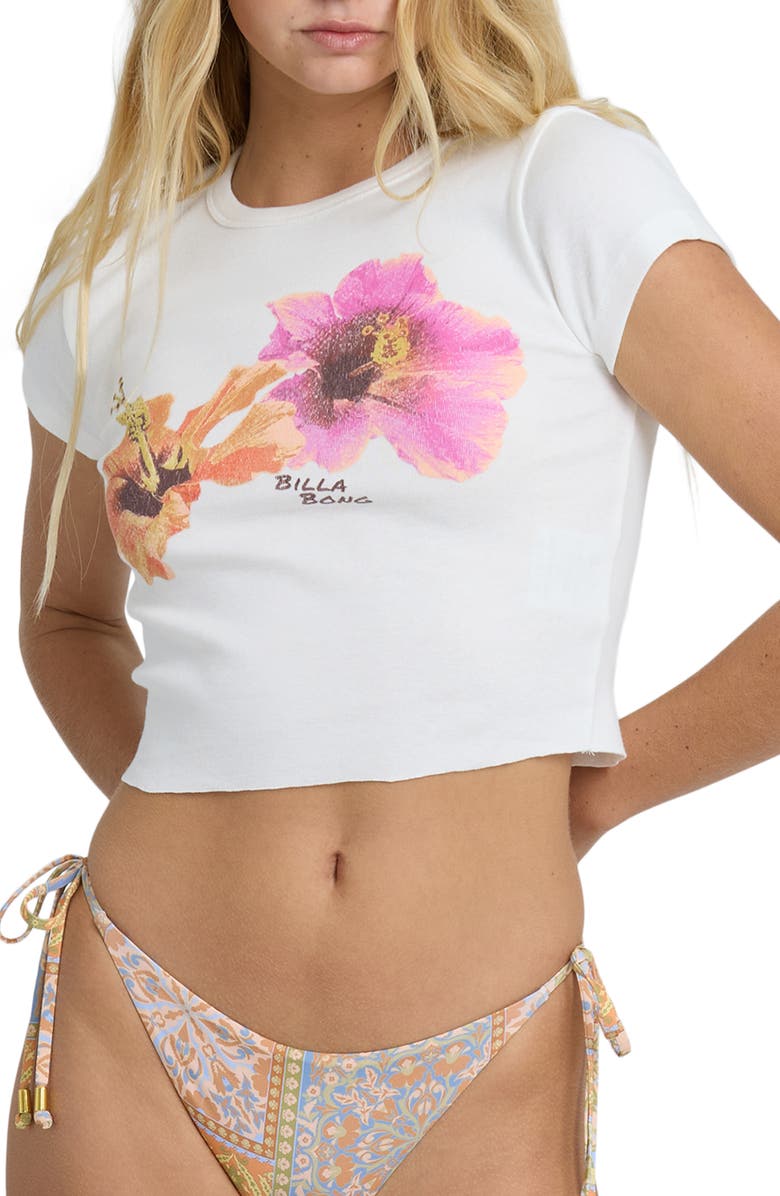 Billabong Cool Girls Only Floral Cotton Graphic Baby Tee, Main, color, Salt Crystal