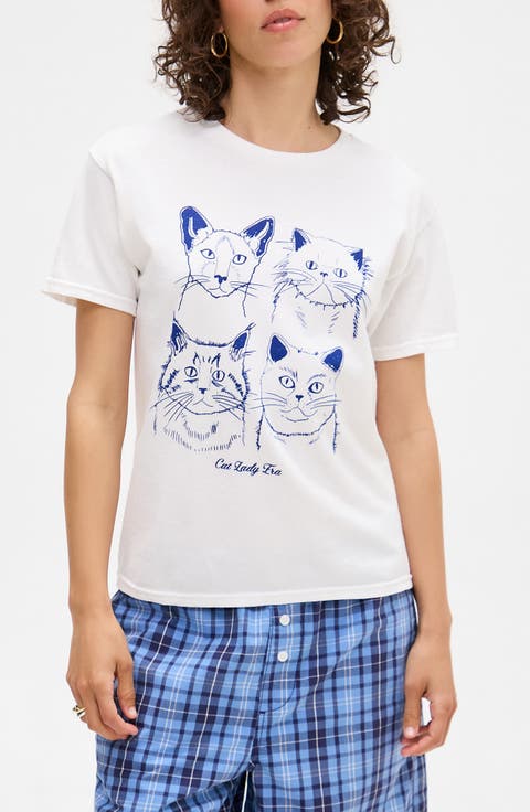 Cat Lady Relaxed Graphic T-Shirt