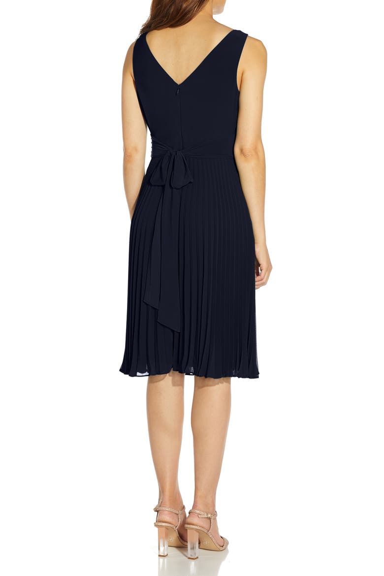 Sleeveless Jersey & Chiffon Dress, Alternate, color, BLUE MOON