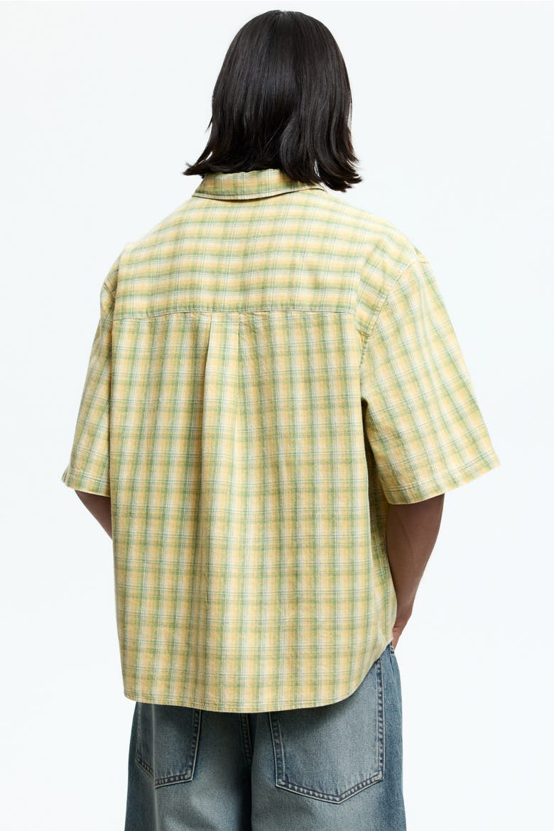 Regular Fit Short-sleeved Shirt, Alternate, color, Light green/checked