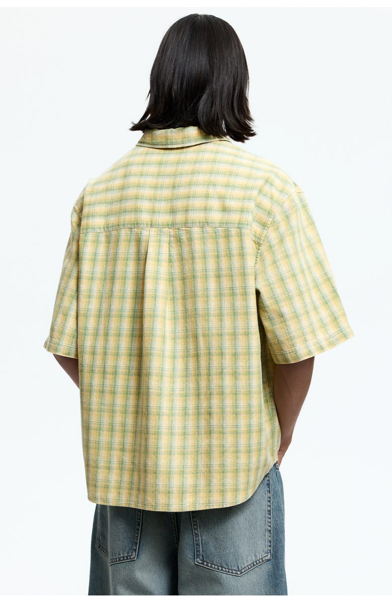 H&M Regular Fit Short-sleeved Shirt, Alternate, color, Light Green/Checked