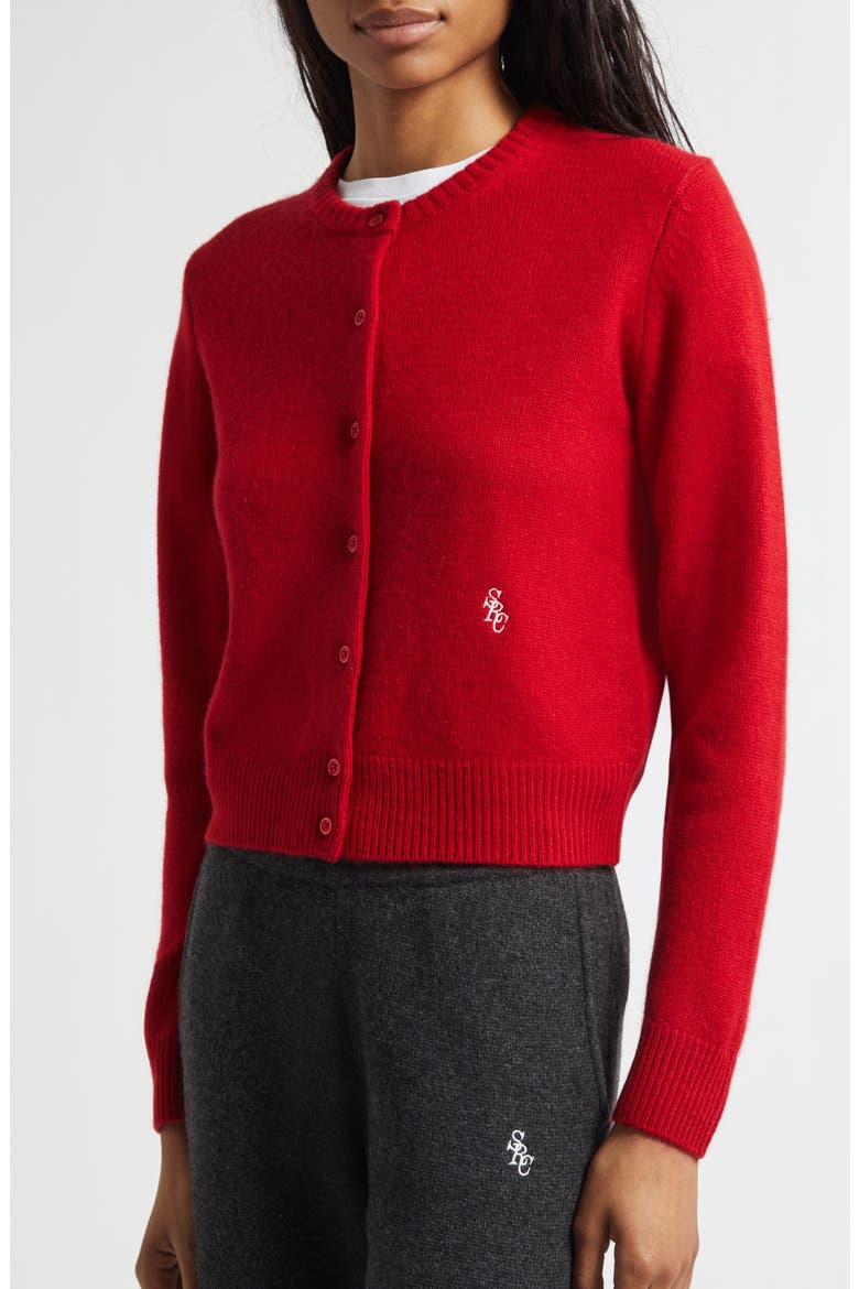 Cashmere & Wool Cardigan, Alternate, color, RUBY