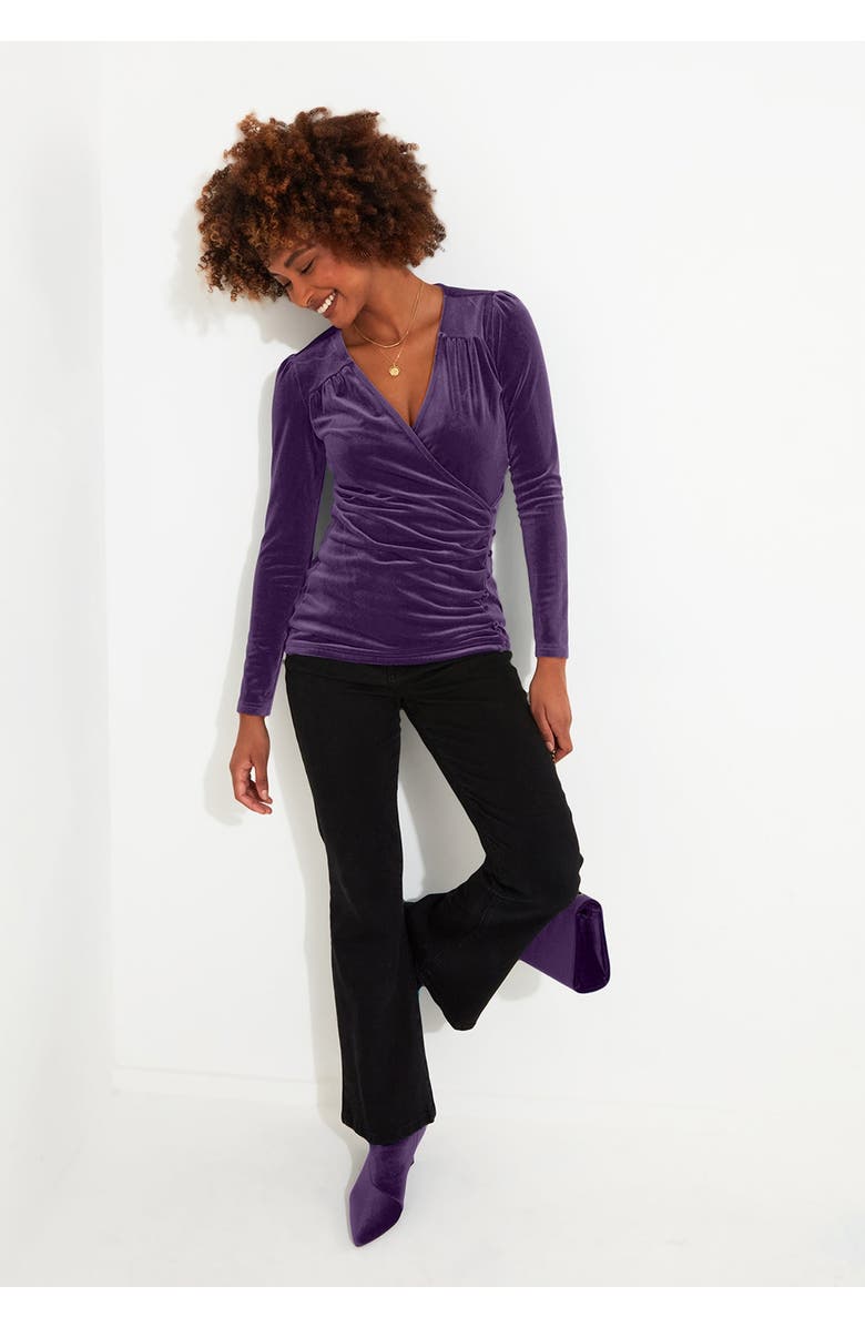 Joe Browns V-Neck Velvet Wrap Top, Alternate, color, Rich Violet