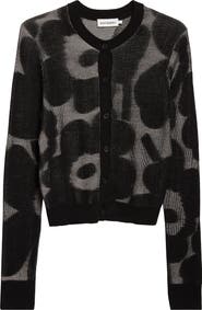 Marimekko Innoittaa Unikko Jacquard Rib Wool Blend Cardigan