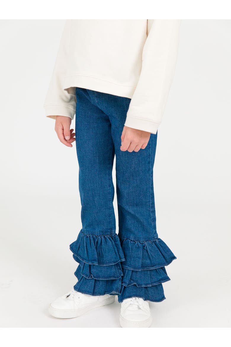 Girls Denim Flare Pants, Alternate, color, Medium Wash